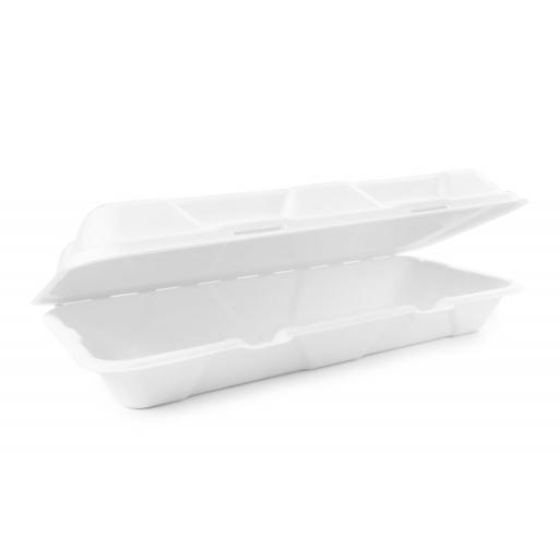 White Large Compostable Bagasse Fish and Chips Boxes 12.75x6x2.5&quot;