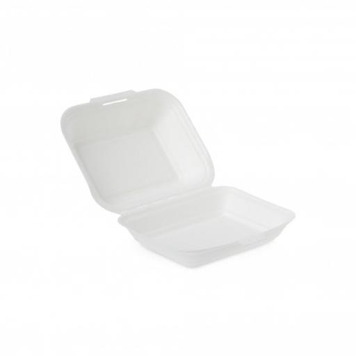 White Small Compostable Bagasse Fish and Chips Boxes 7x6x2.5" HP9