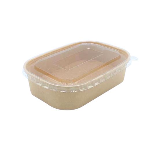 Kraft Rectangular 650ml Microwave Deli Food Takeaway Containers with Clear PP Lids