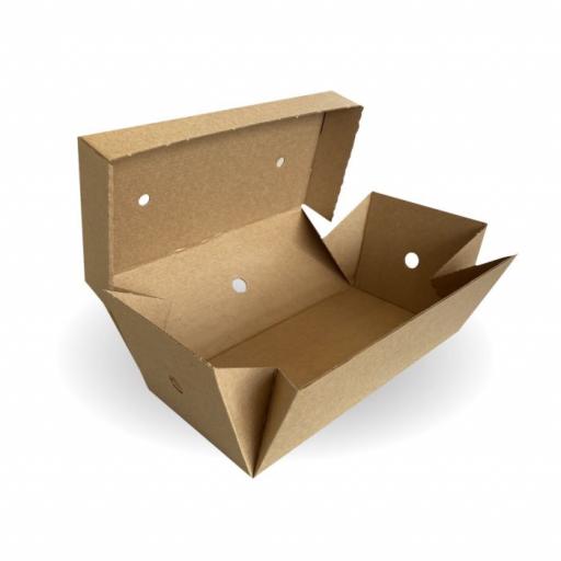 Kraft Gourmet Large Burger Boxes - Cardboard Food Containers 240mm x 122mm