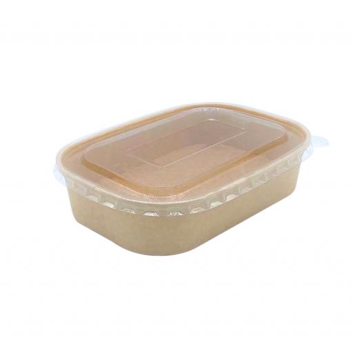 Kraft Rectangular 500ml Microwave Deli Food Takeaway Containers with Clear PP Lids