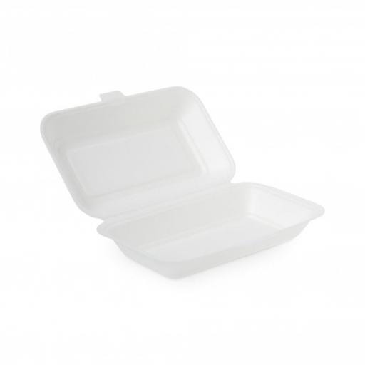 White Medium Compostable Bagasse Fish and Chips Boxes 10x6x2.5&quot; HB10