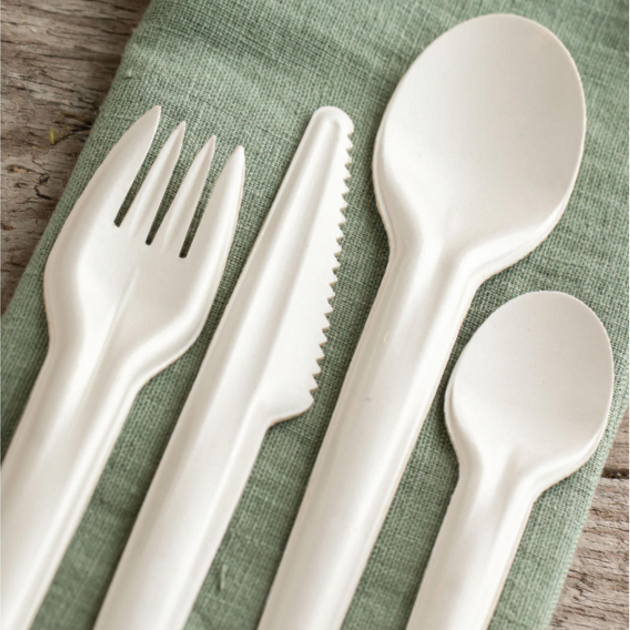 White Recyclable Paper Forks Heavy Duty Cutlery