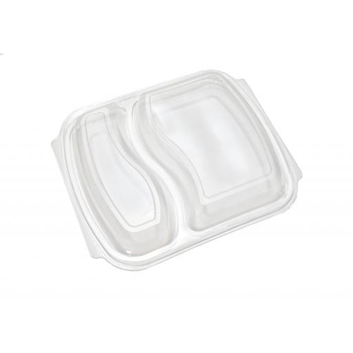 Clear LIDS for 2 Compartment Black Microwaveable Containers Meal Box