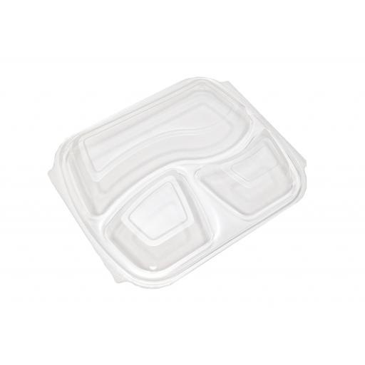 Clear LIDS for 3 Compartment Black Microwaveable Containers Meal Box