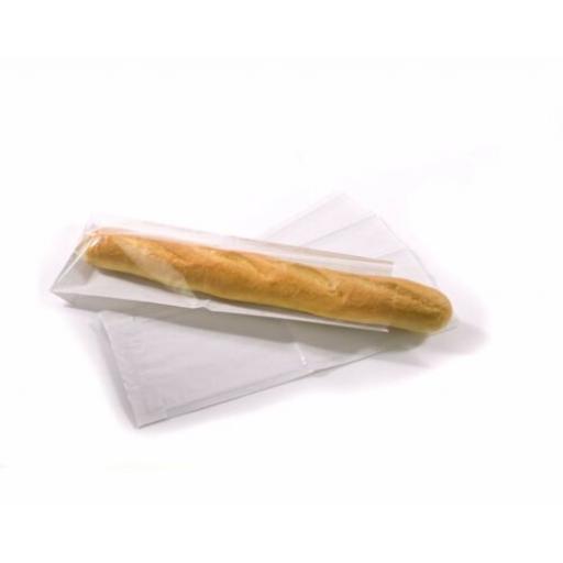 1000 x White Film Fronted Paper Baguette Food Bags 4&quot;x6&quot;x14&quot;