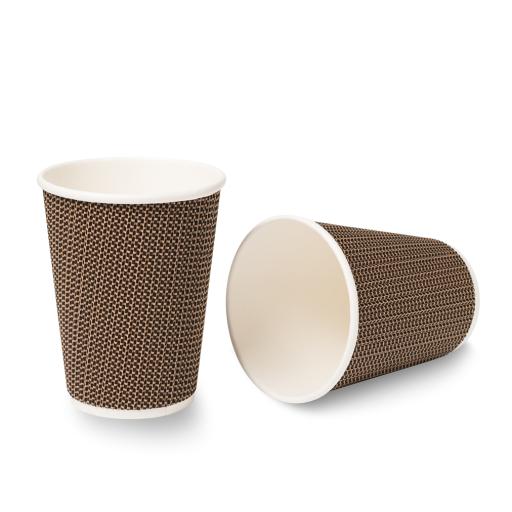 12oz VIP Brown Paper Coffee Cups Ripple 3 Ply Insulated For Tea Espresso Hot Drinks