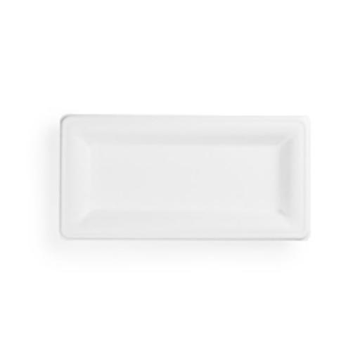 Rectangle 10x5" Strong White Paper Plates - Bagasse Compostable Dinner Starter - 26cm