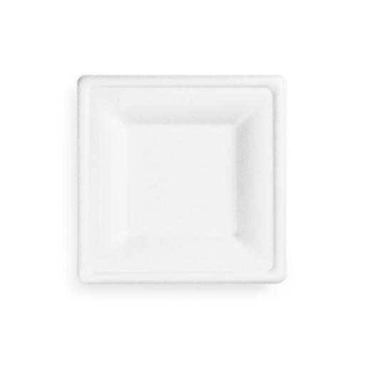 Square 6" Strong White Paper Plates - Bagasse Compostable Starter Side - 16cm