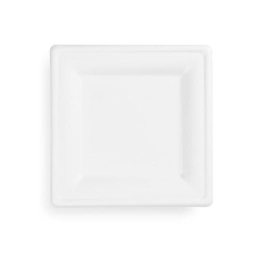 Square 8" Strong White Paper Plates - Bagasse Compostable Dinner Starter Side - 20cm