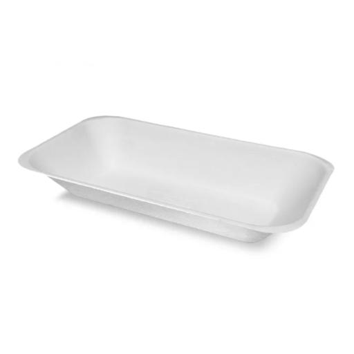 White Bagasse Paper C1 Chip Tray 7x4" - Compostable Sugarcane