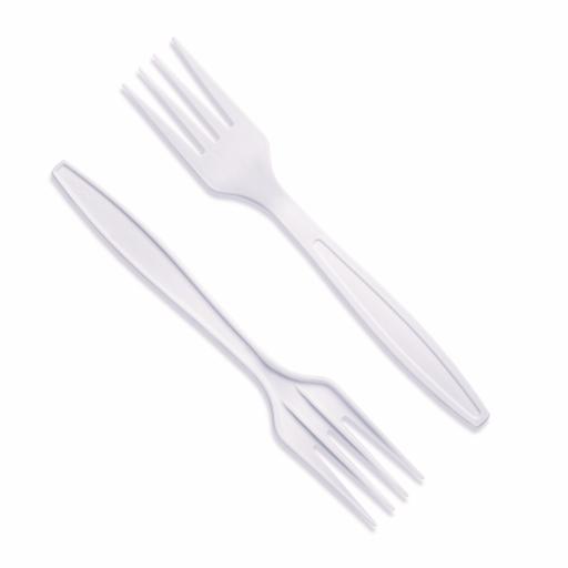 Natural Cornstarch Compostable Heavy Duty Forks - Reusable High Quality Cutlery